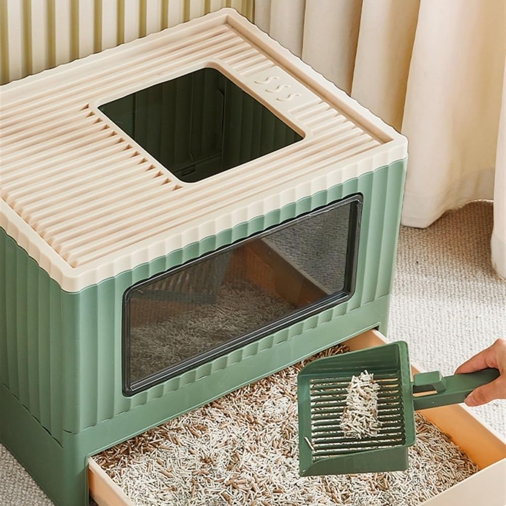 Foldable Top Entry Cat Litter Box with Lid I64606