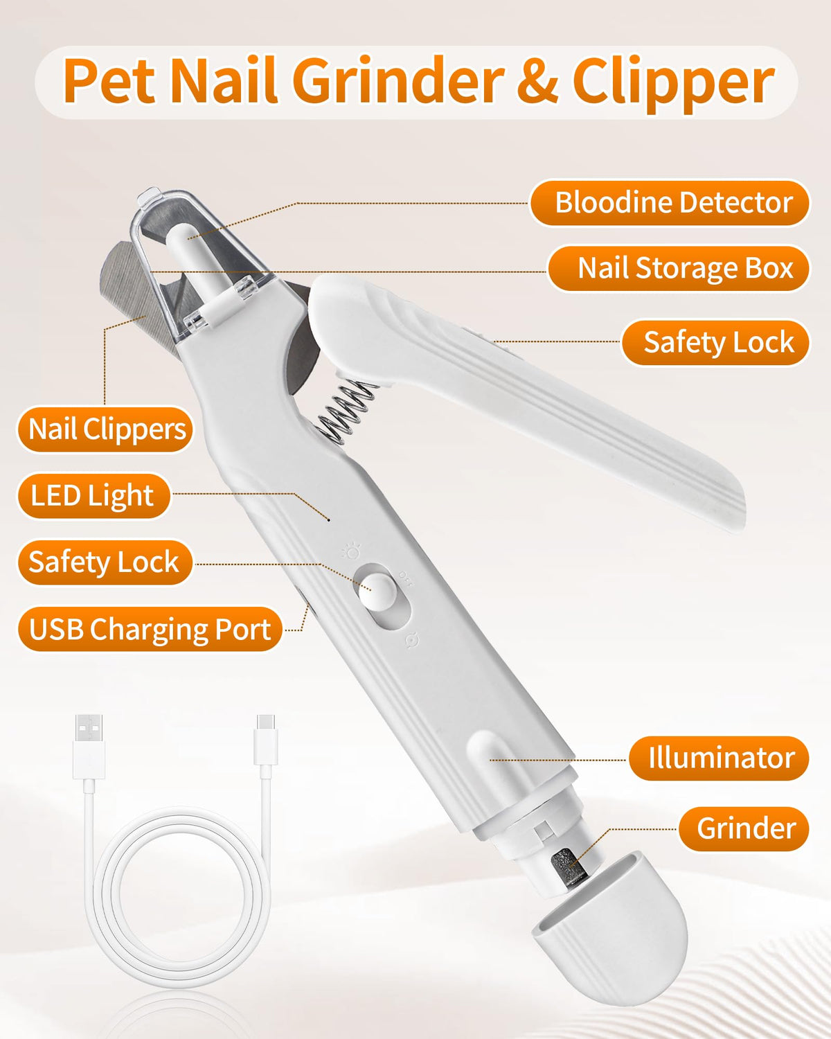2-in-1 Dog & Cat Nail Clippers & Grinder with LED Light L938646