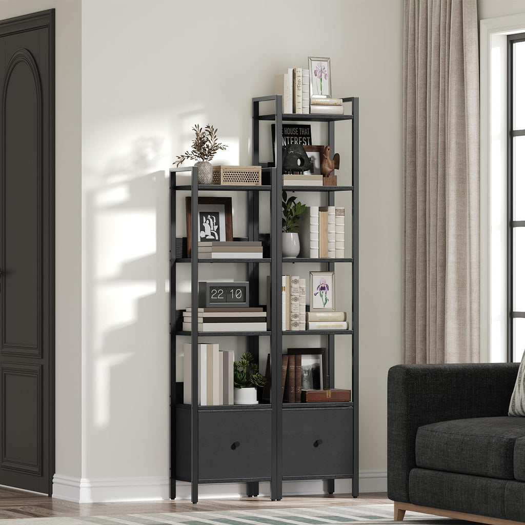 Black 5-Tier Bookshelf with Drawer A88217