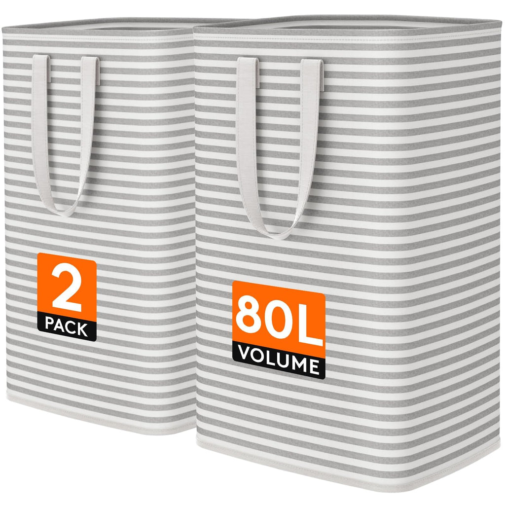 80L 2 Pack Grey Laundry Baskets Z478753
