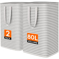 80L 2 Pack Grey Laundry Baskets Z478753