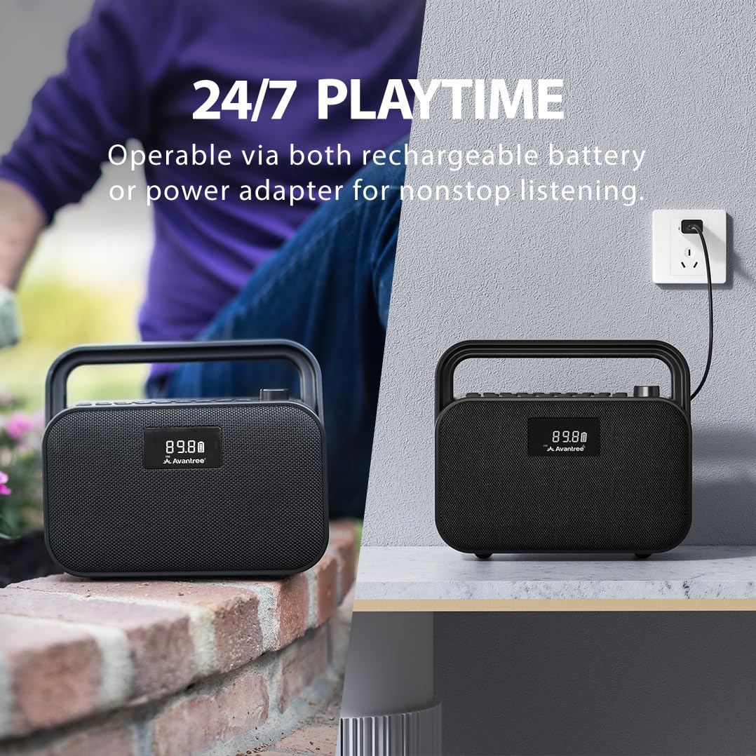 Portable FM Radio with 30W Stereo Bluetooth Speaker C934