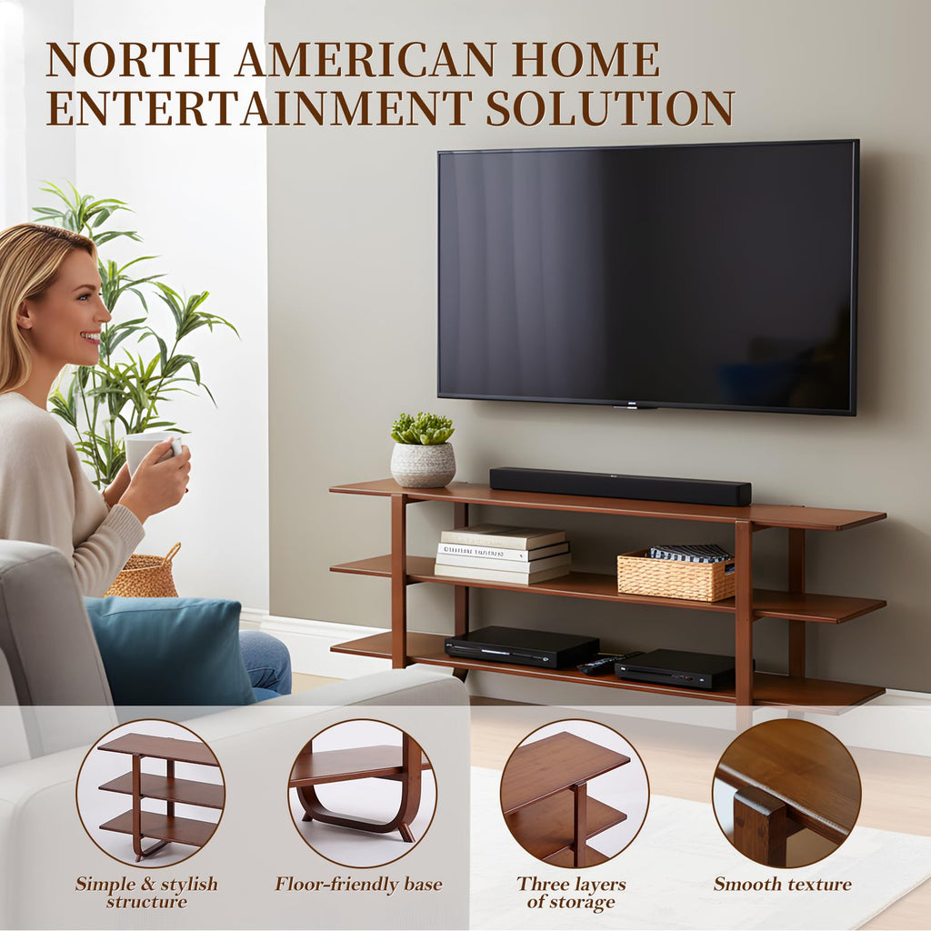 Walnut 65 Inch 3-Tier TV Stand J3938