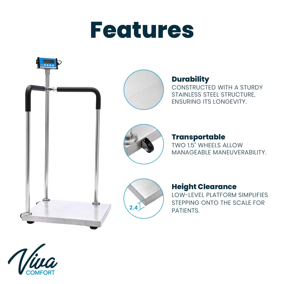 Medical Grade Digital Scale with Handles 660 lb Weight Capacity W777095