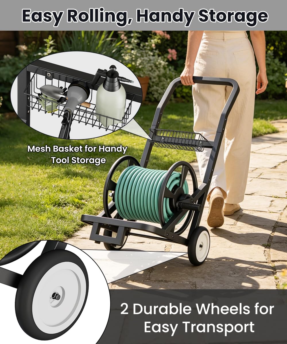 Garden Hose Reel Cart with Wheels M728