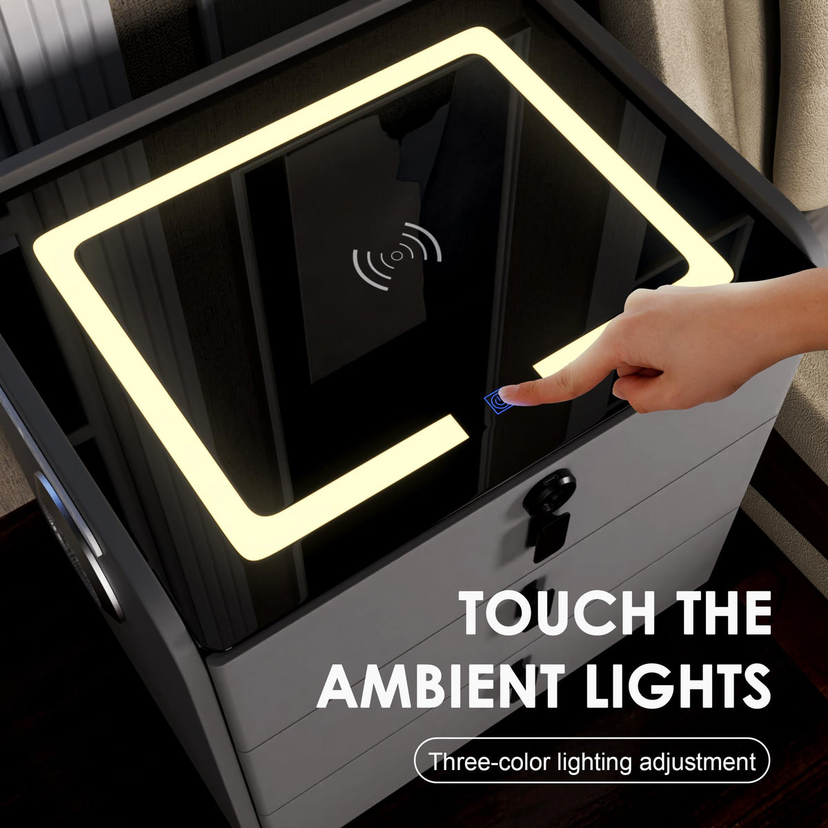 Fingerprint Lock Drawer Nightstand U366669
