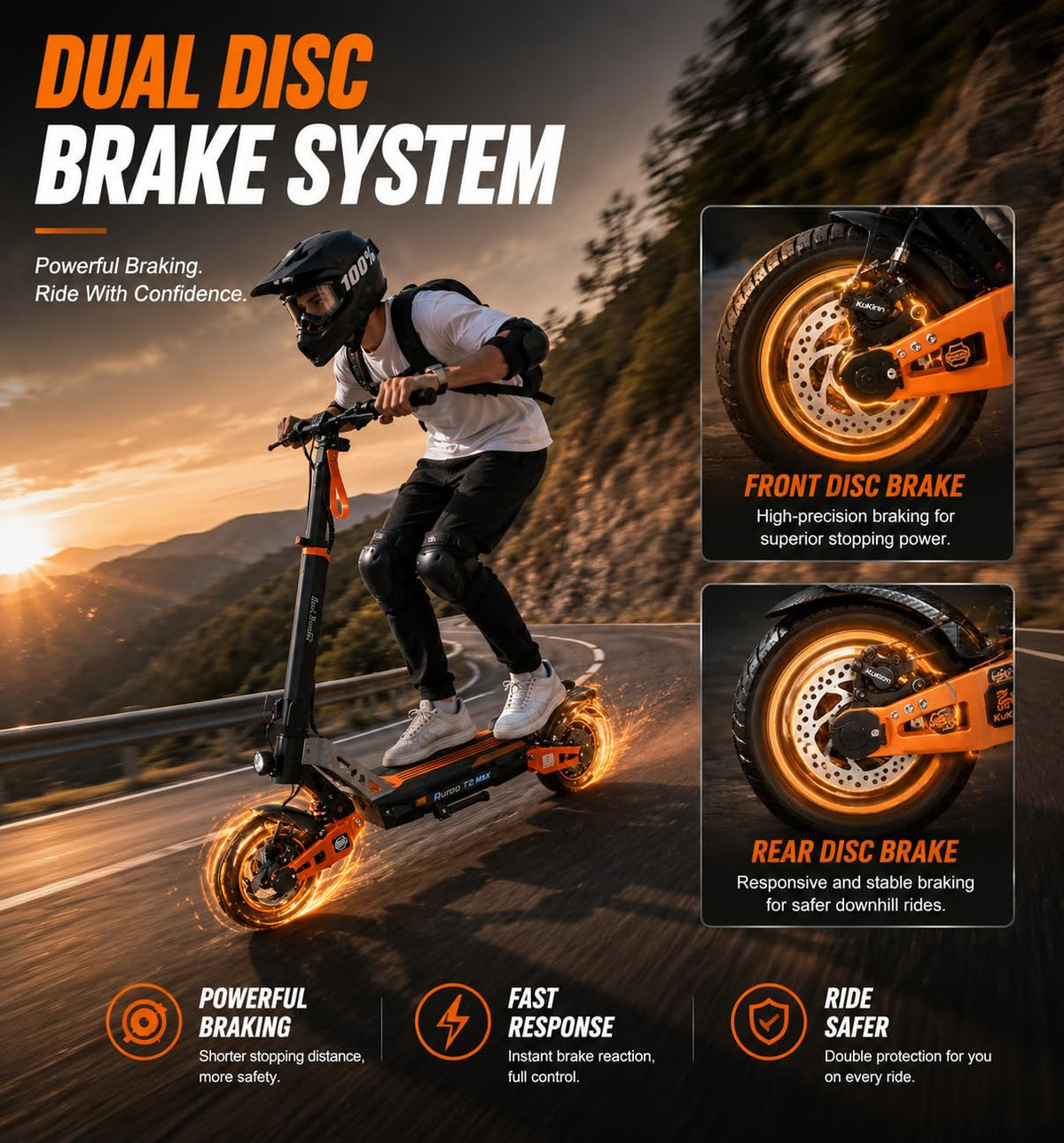 Electric Scooter 1000W Motor 31 MPH 38 Miles Range O2113