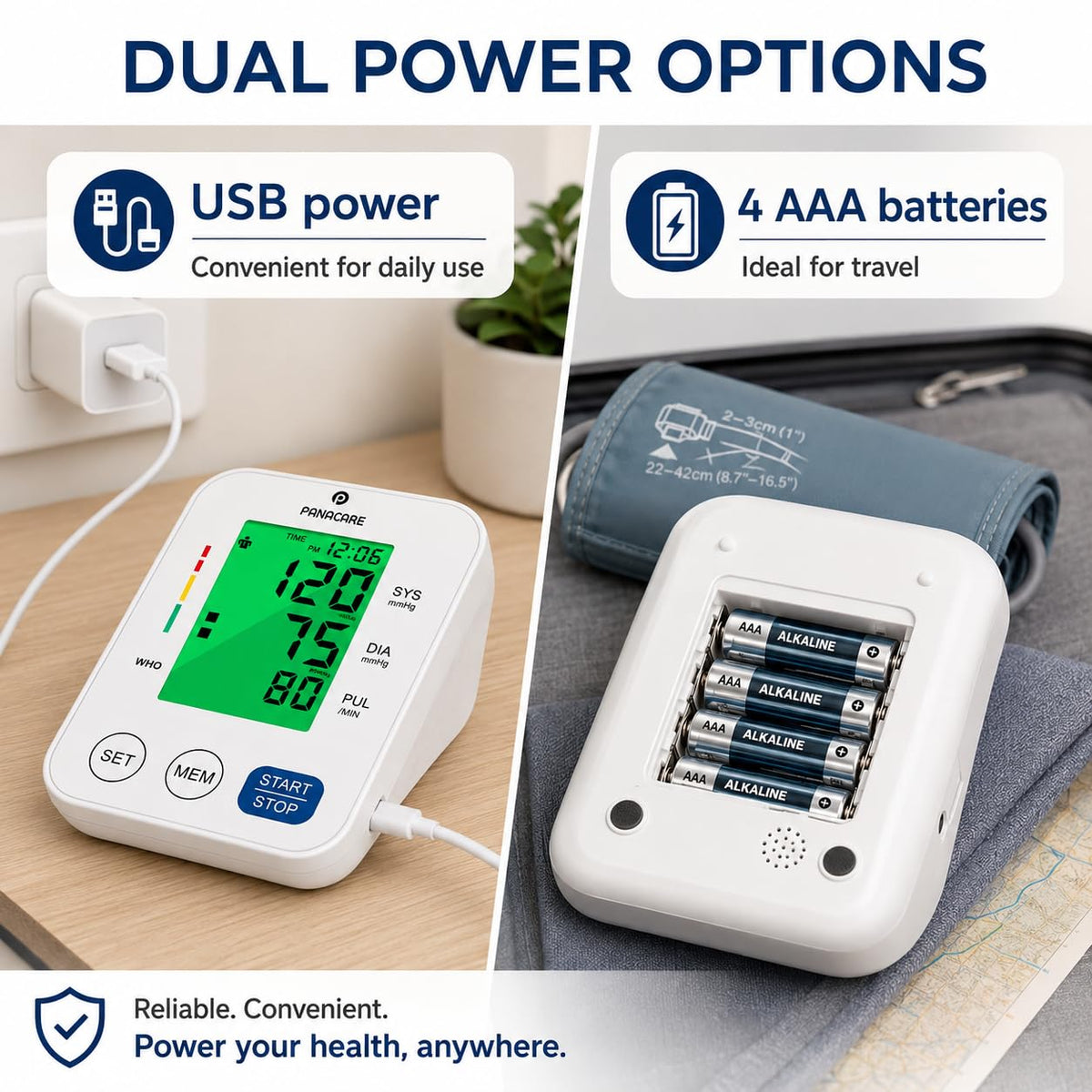 Upper Arm Blood Pressure Monitor with Adjustable Cuff and Backlit Display B3800
