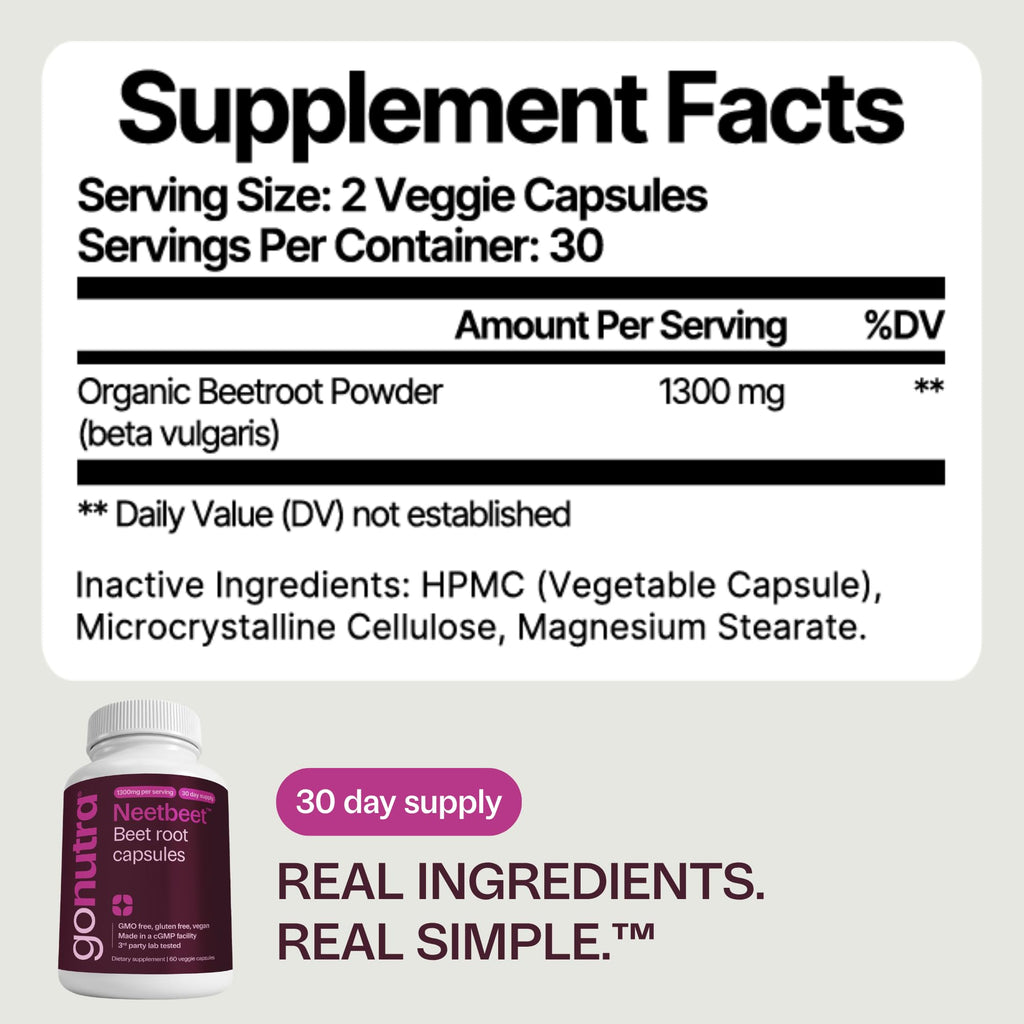 Organic Beet Root Capsules 1300mg 60ct Y701