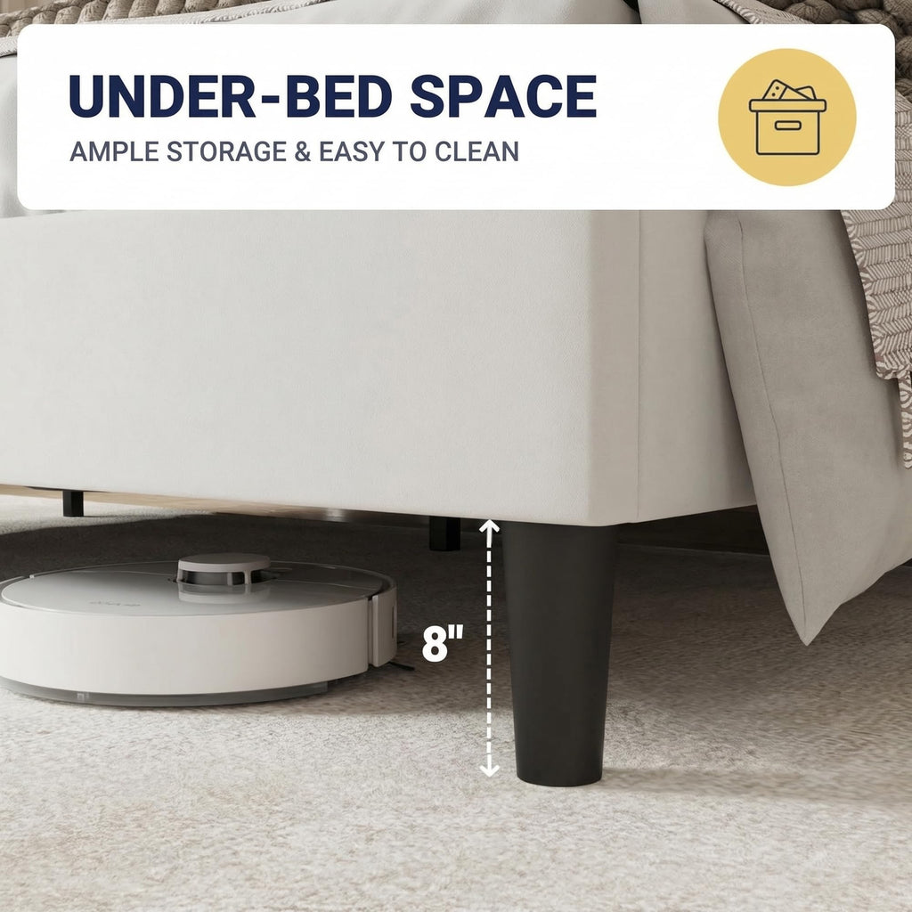 Queen Size White Velvet Bed Frame U4929