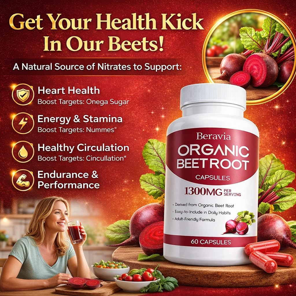 Organic Beet Root Capsules, 1300mg - 60 Capsules S852