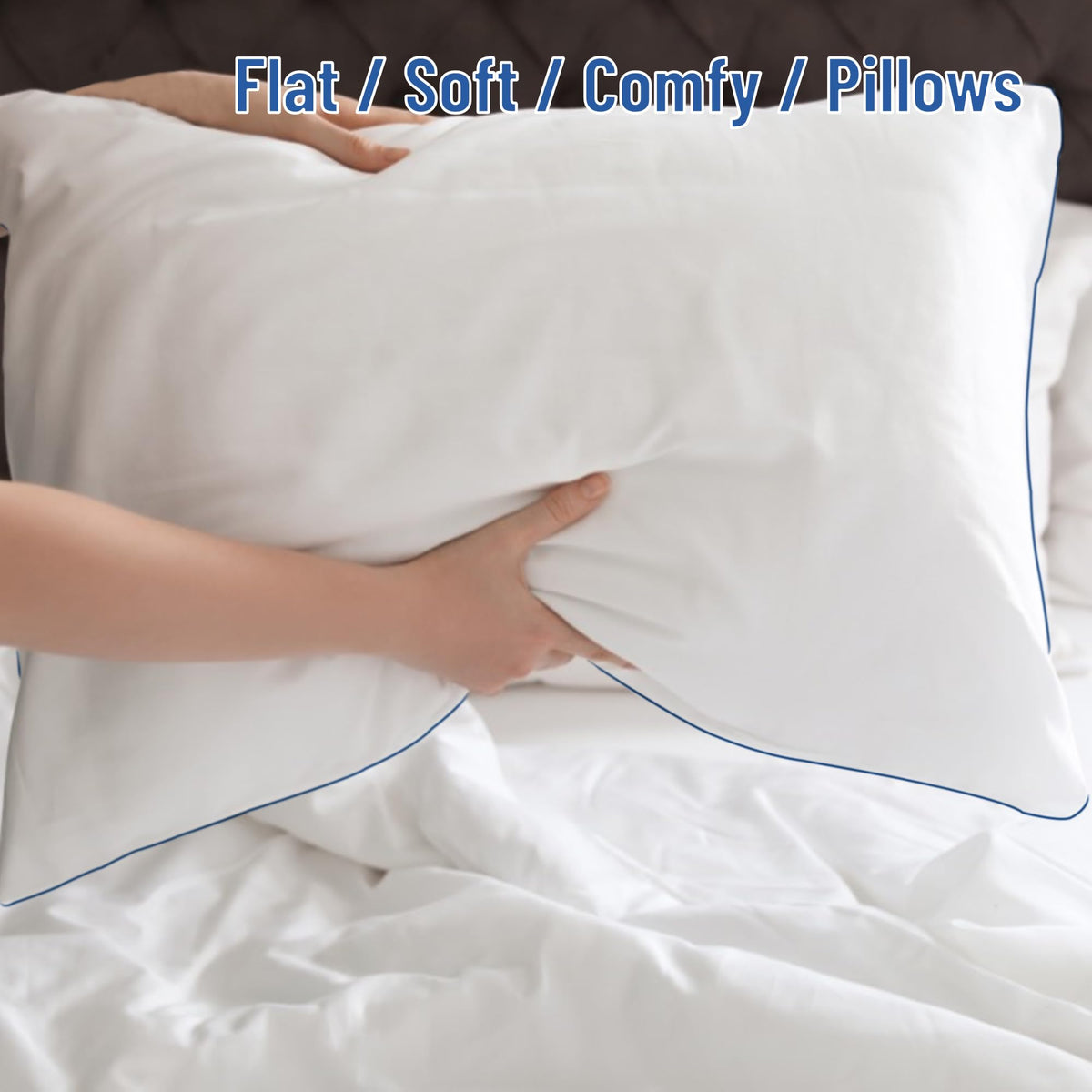 Soft Thin Standard Size Pillows Set of 2 with Down Alternative Fill White D232