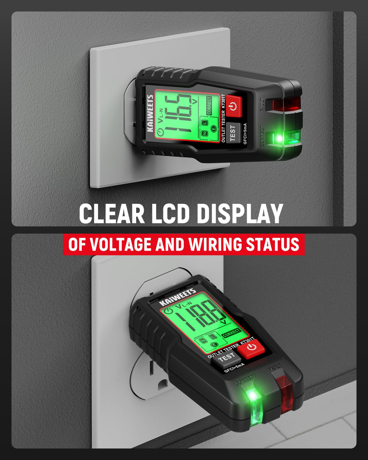 Digital Multimeter Non-Contact Voltage Tester GFCI Outlet Tester Kit R61280