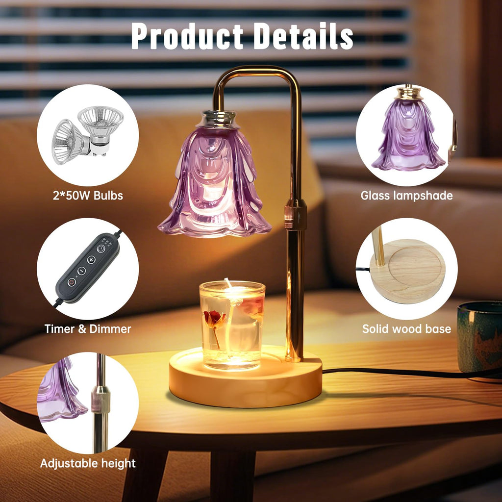 Adjustable Height Dimmable Candle Warmer Lamp with Timer H829