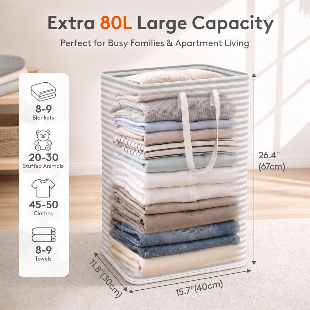 80L 2 Pack Grey Laundry Baskets Z478753