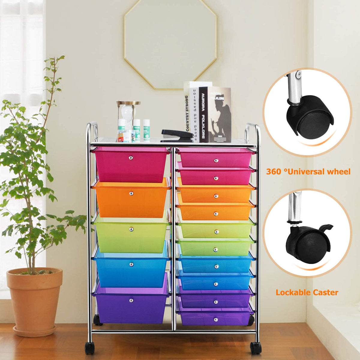 15 Drawer Rolling Storage Cart with Wheels B99954