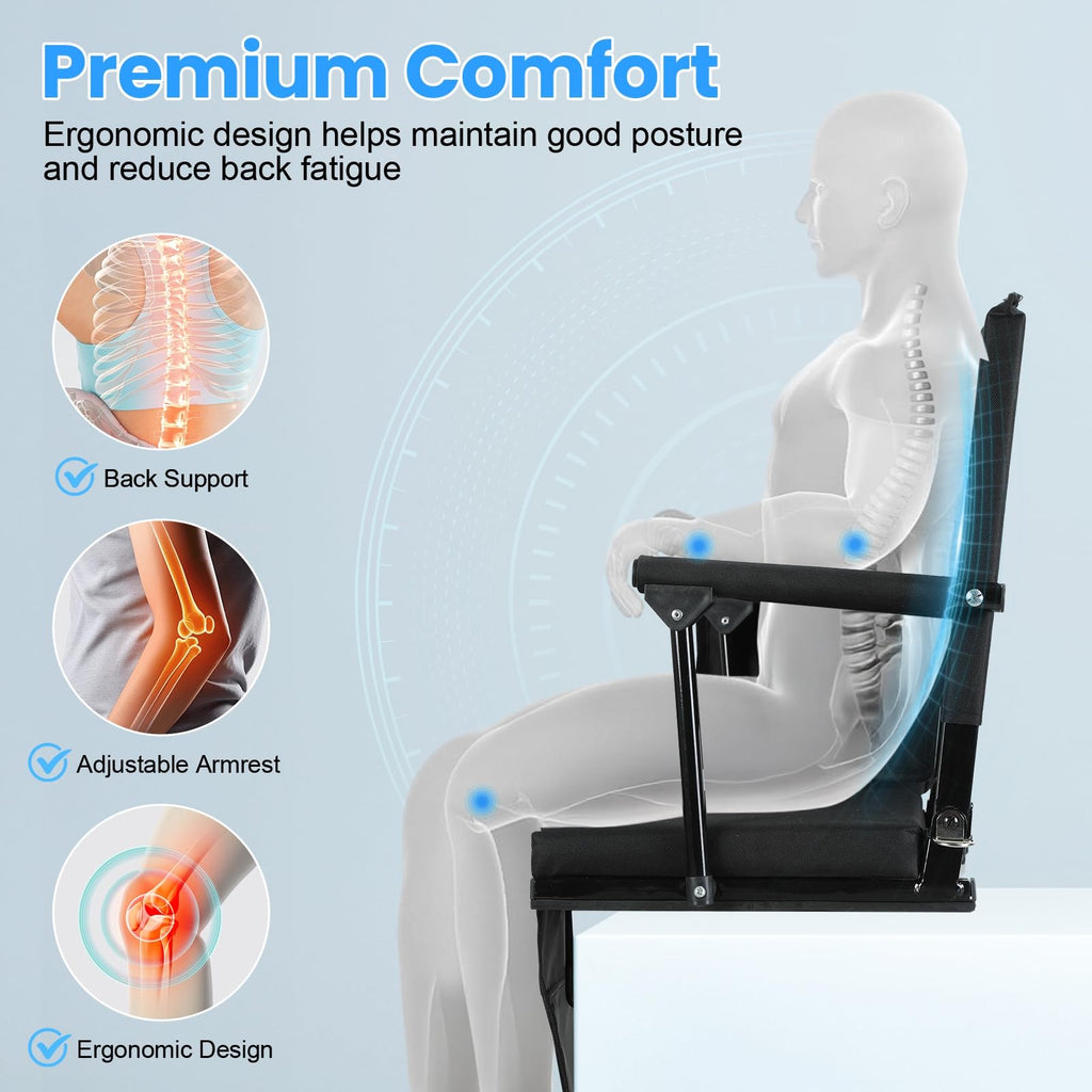 2 Pcs Folding Stadium Seats with Back Support & Cushion Q1683