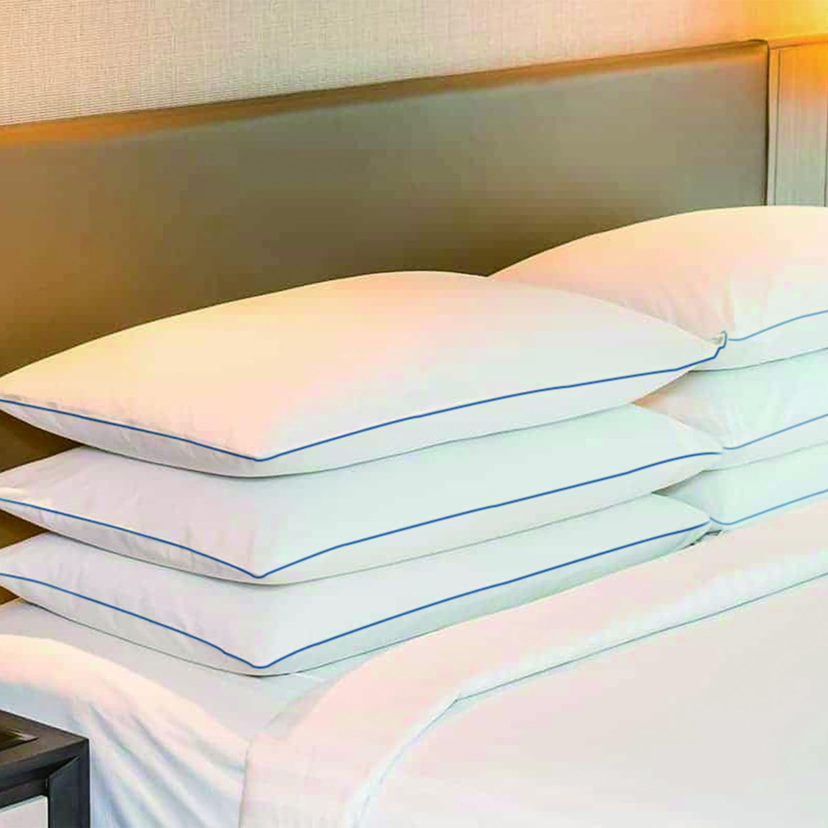 Soft Thin Standard Size Pillows Set of 2 with Down Alternative Fill White D232