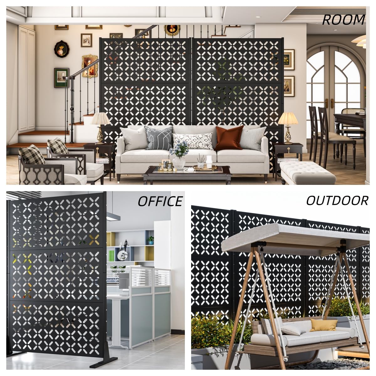 72" Decorative Metal Outdoor Privacy Fence Screen E394