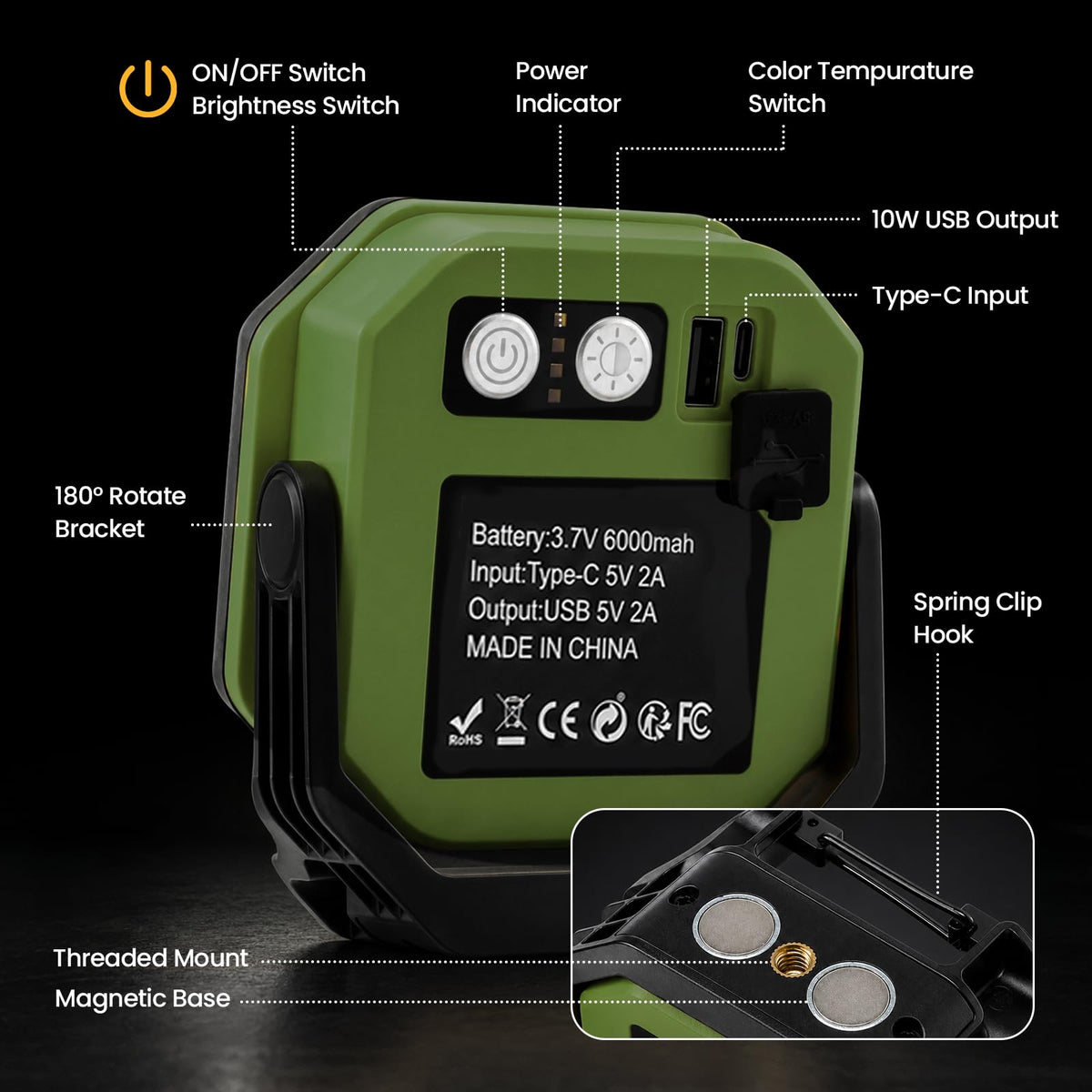 2-Pack 6000mAh Magnetic LED Work Light S695926