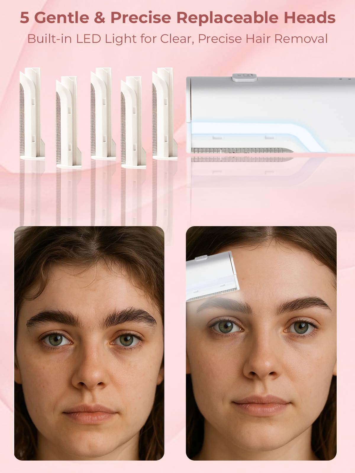 Electric 3-Speed Facial Razor with LED Light Q82277