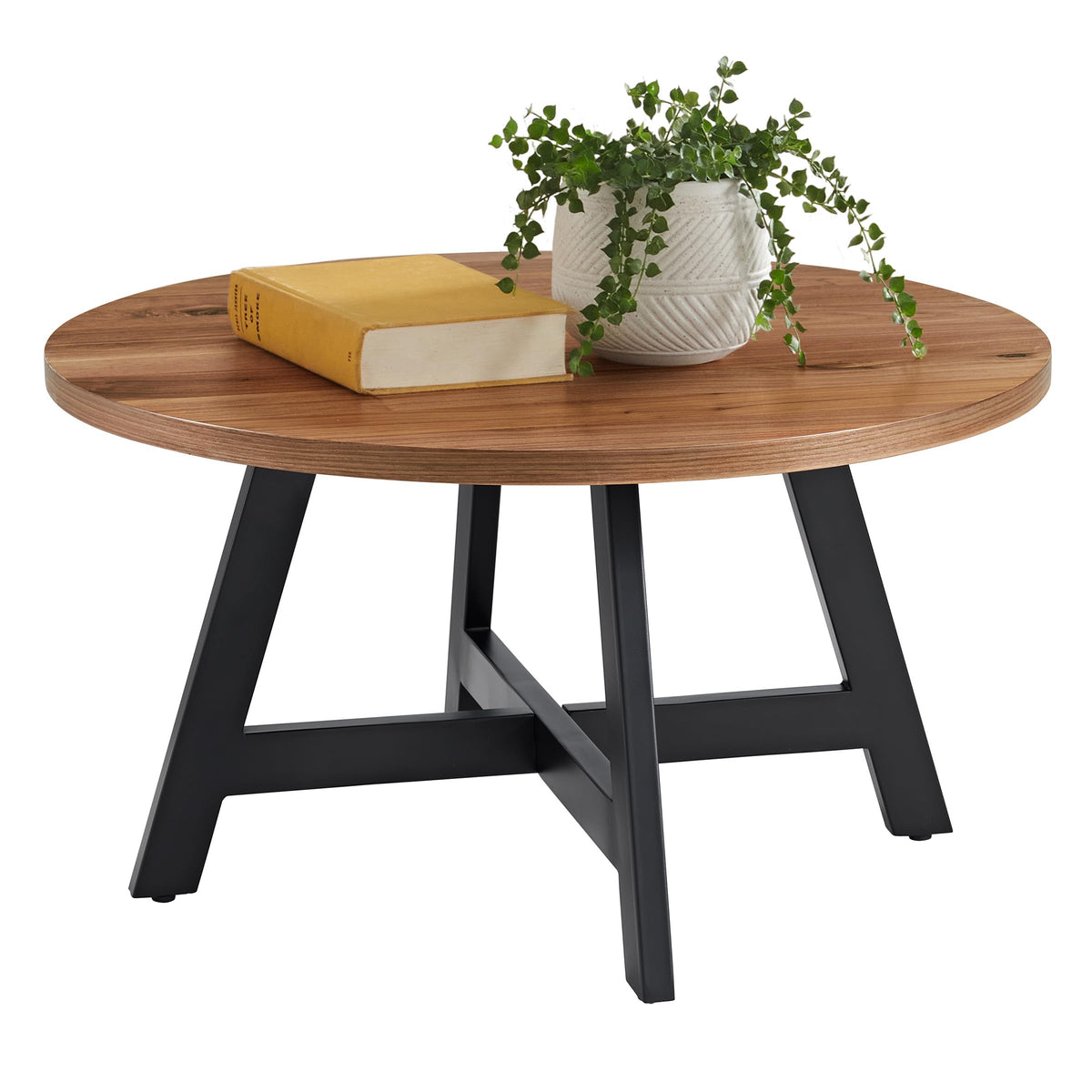 Round Wood Top Metal Base Coffee Table G7097