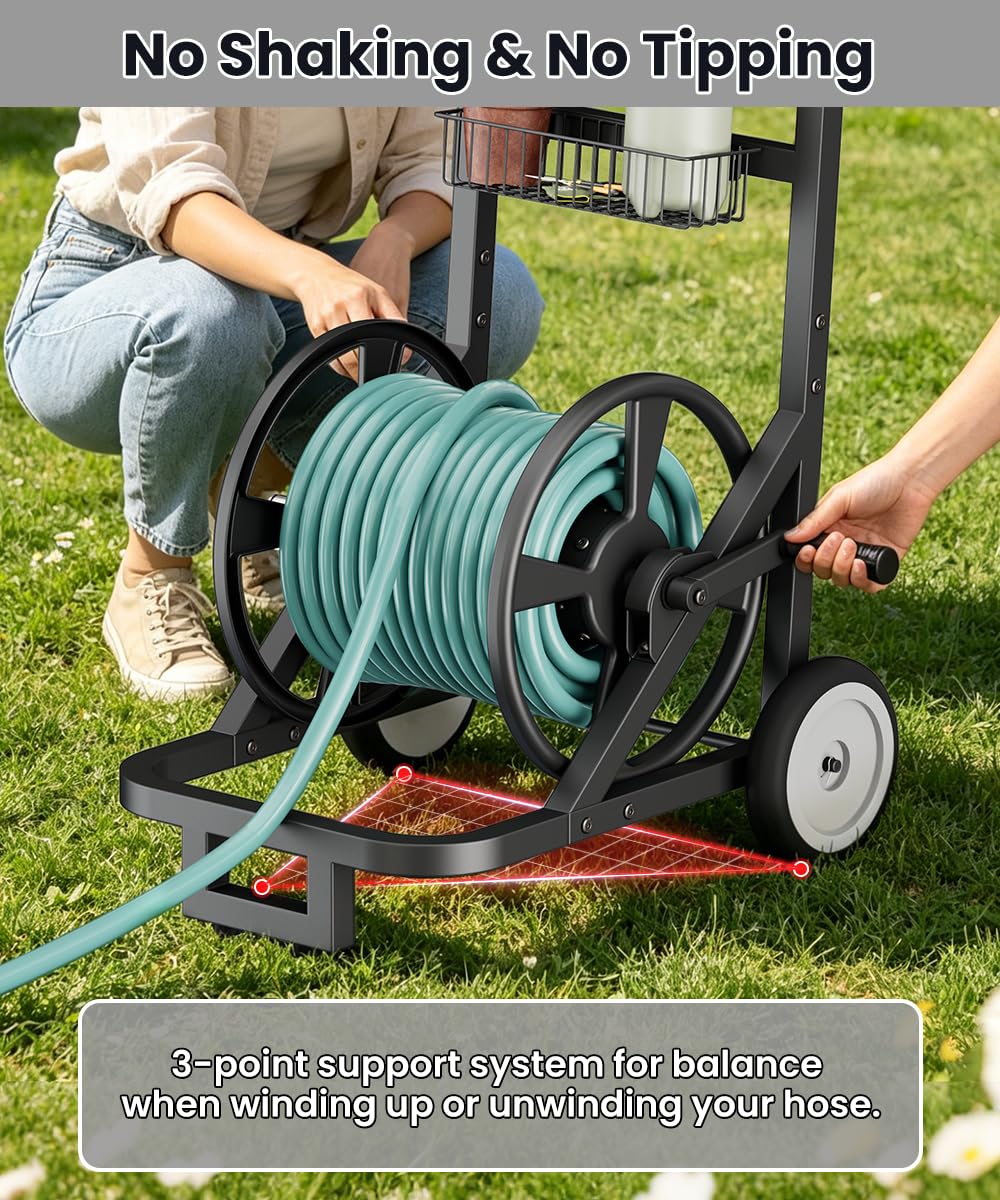 Garden Hose Reel Cart with Wheels M728