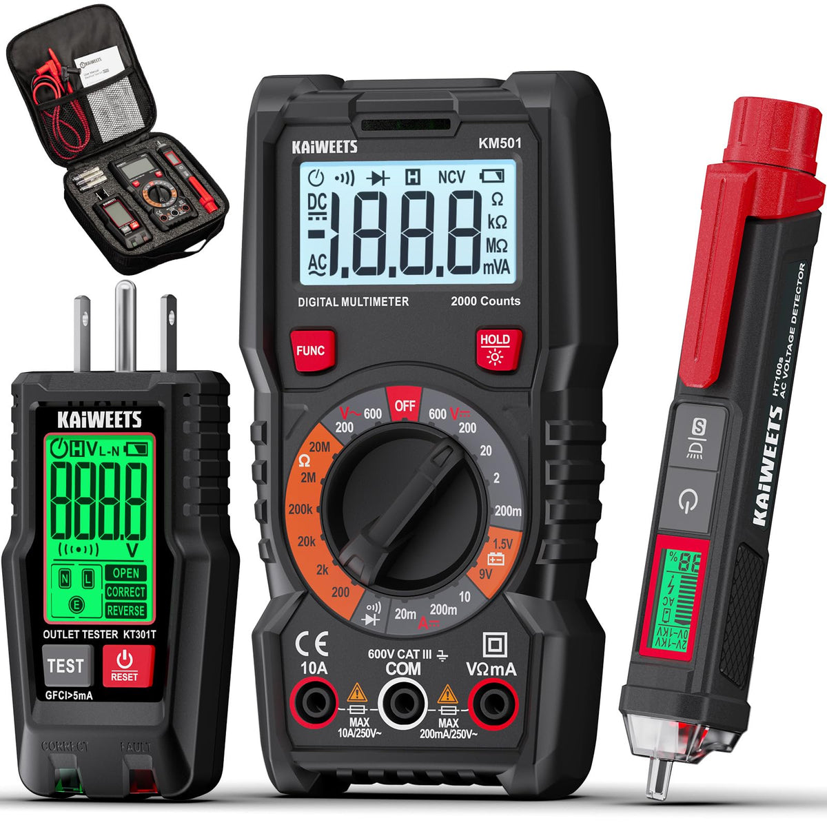 Digital Multimeter Non-Contact Voltage Tester GFCI Outlet Tester Kit R61280