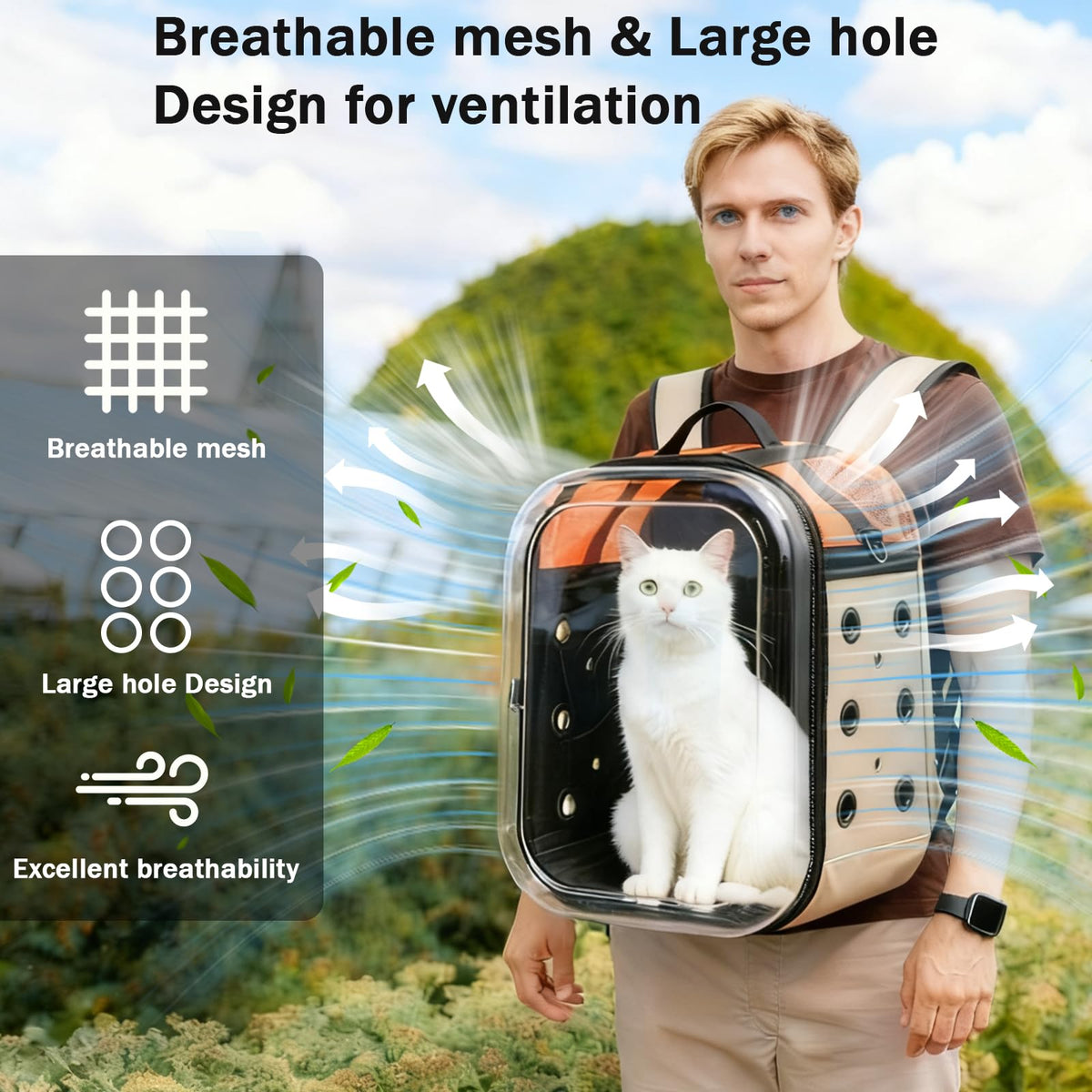 Large Breathable Cat Backpack Carrier D33945