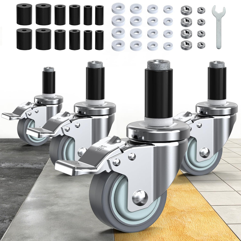 3 Inch Expanding Stem Locking Swivel Casters Set of 4 T868976