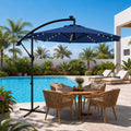10 ft Solar Light Patio Umbrella with Crank Lift and Cross Base H989