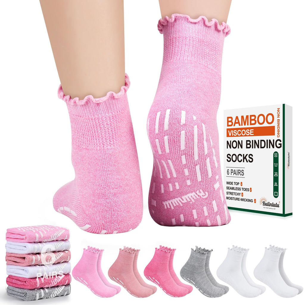 Non Slip Diabetic Socks for Women 6 Pairs Size 9-11 G815
