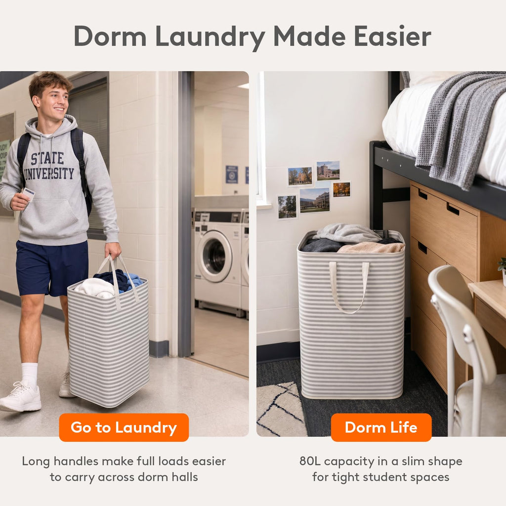 80L 2 Pack Grey Laundry Baskets Z478753