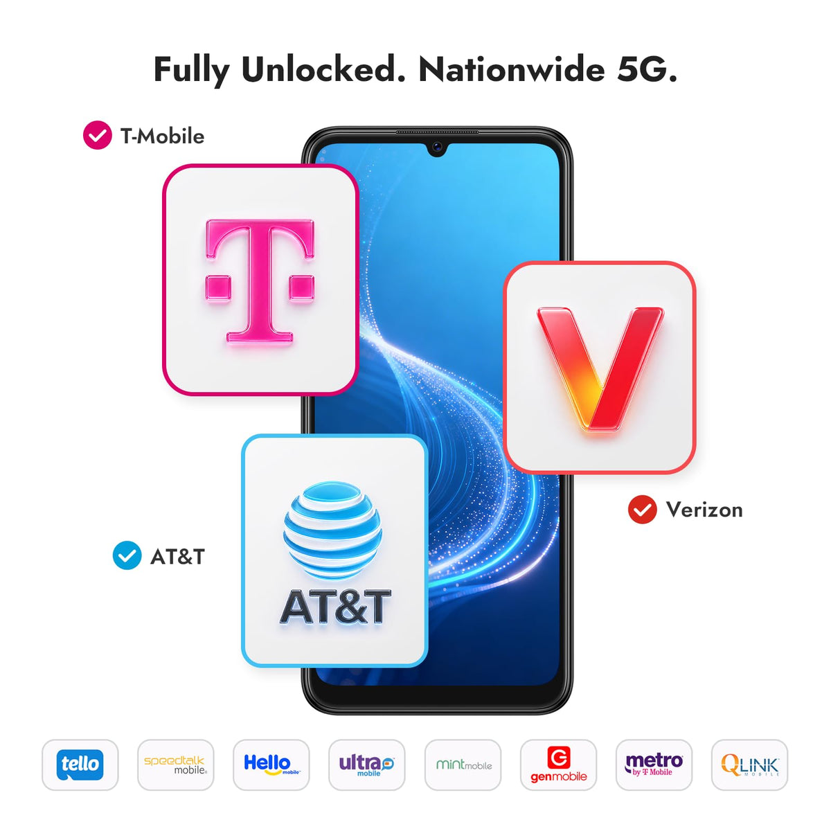 5G Unlocked Android Smartphone 128GB Black D303