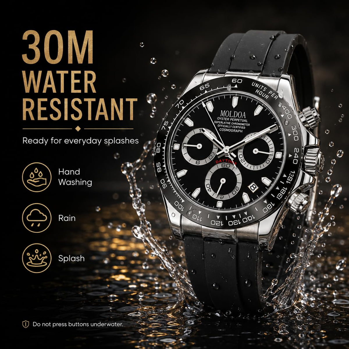 Men's Analog Quartz Chronograph Waterproof Silicone Strap Watch R790572