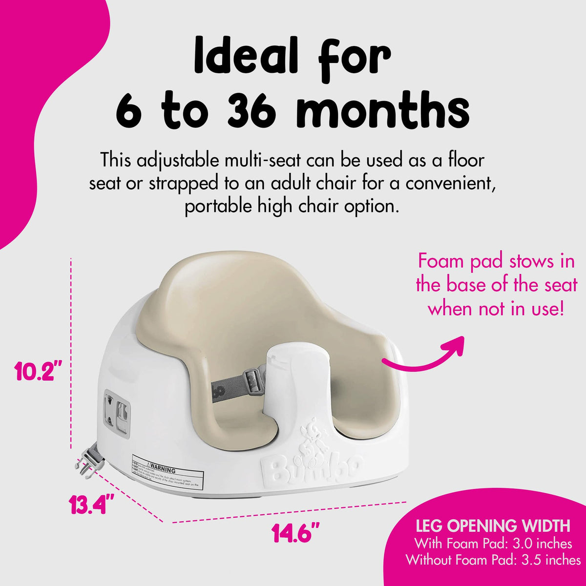 Portable Infant Multi-Seat with Tray, 6 to 36 Months, Taupe Q87938