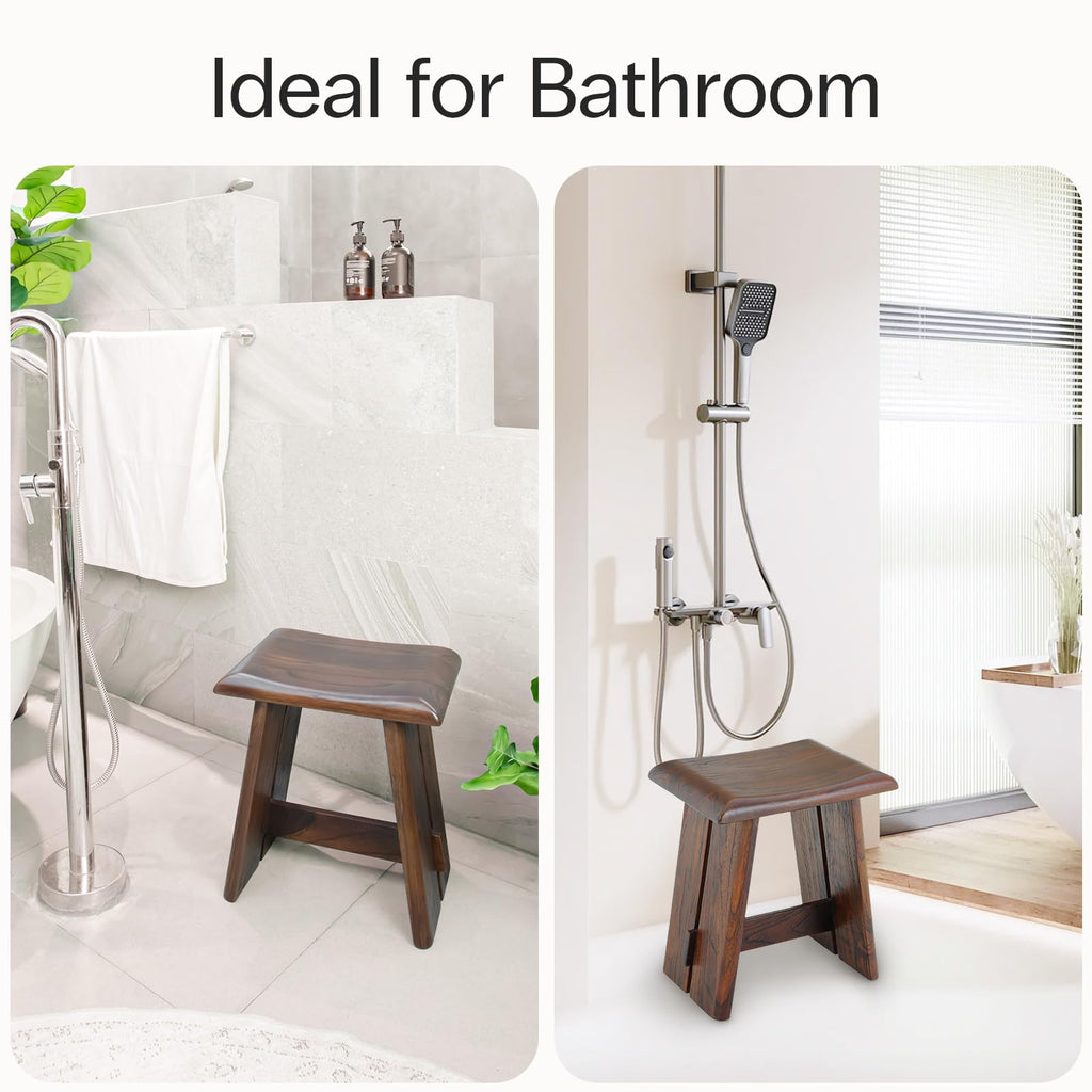 Teak 18-Inch Curved Wooden Shower Seat C8301