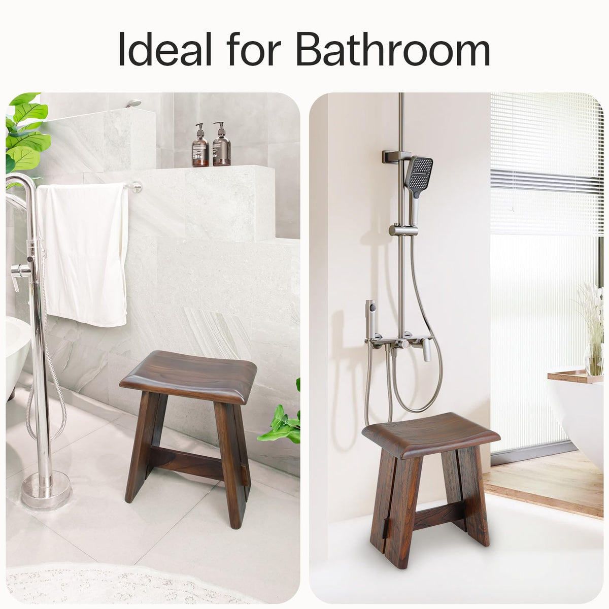 Teak 18-Inch Curved Wooden Shower Seat C8301