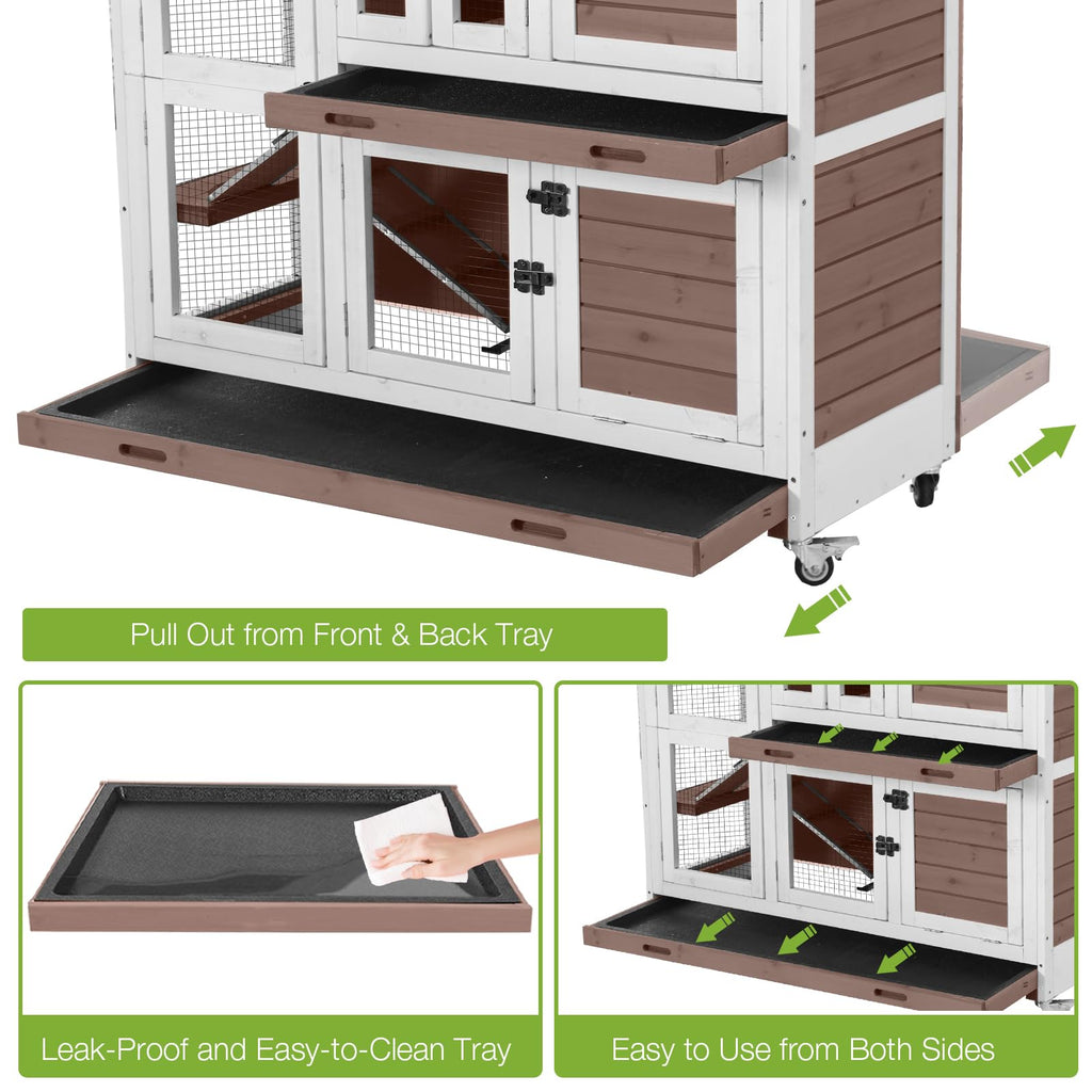 Two-Story Rabbit Hutch with Wheels M68015