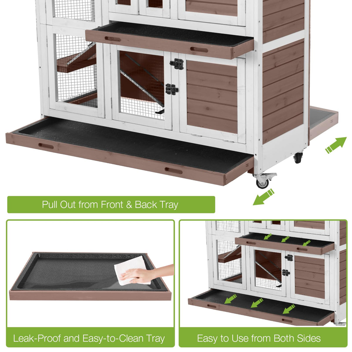 Two-Story Rabbit Hutch with Wheels M68015