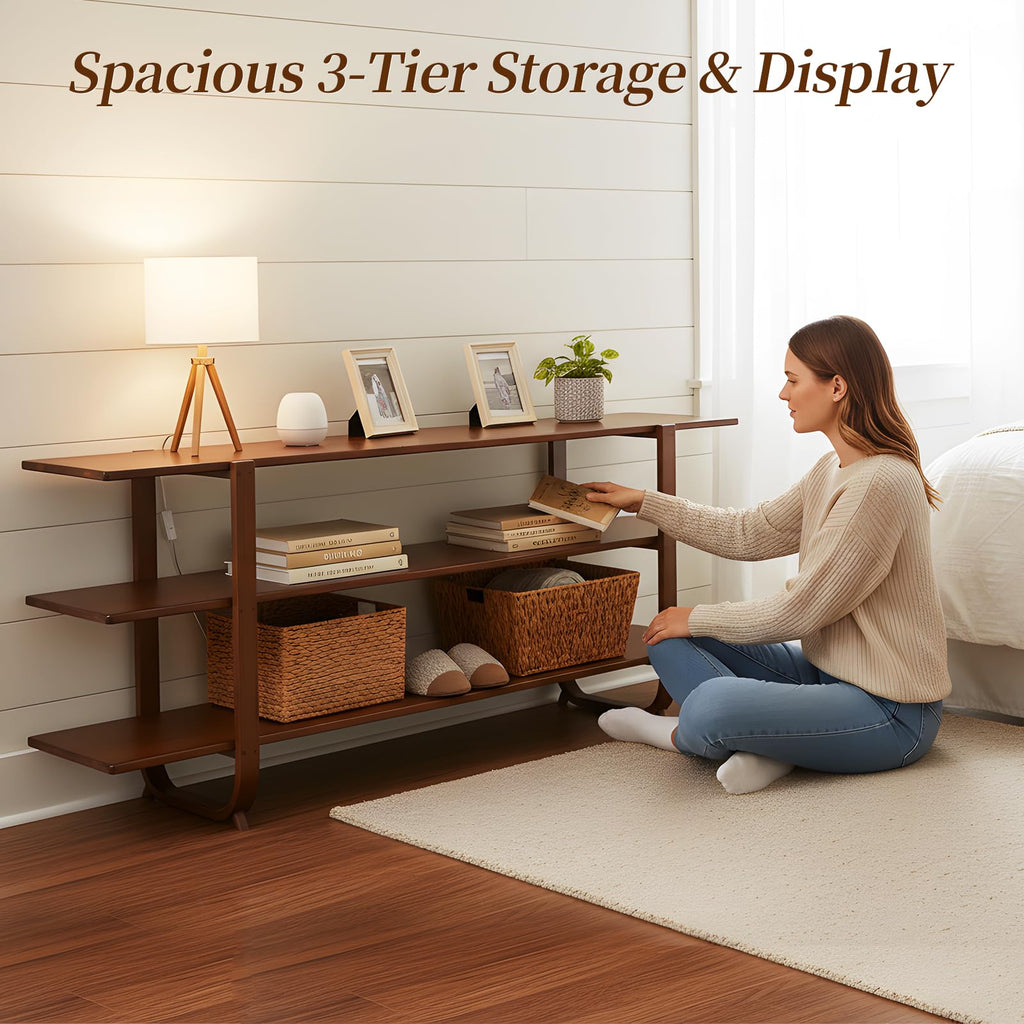 Walnut 65 Inch 3-Tier TV Stand J3938