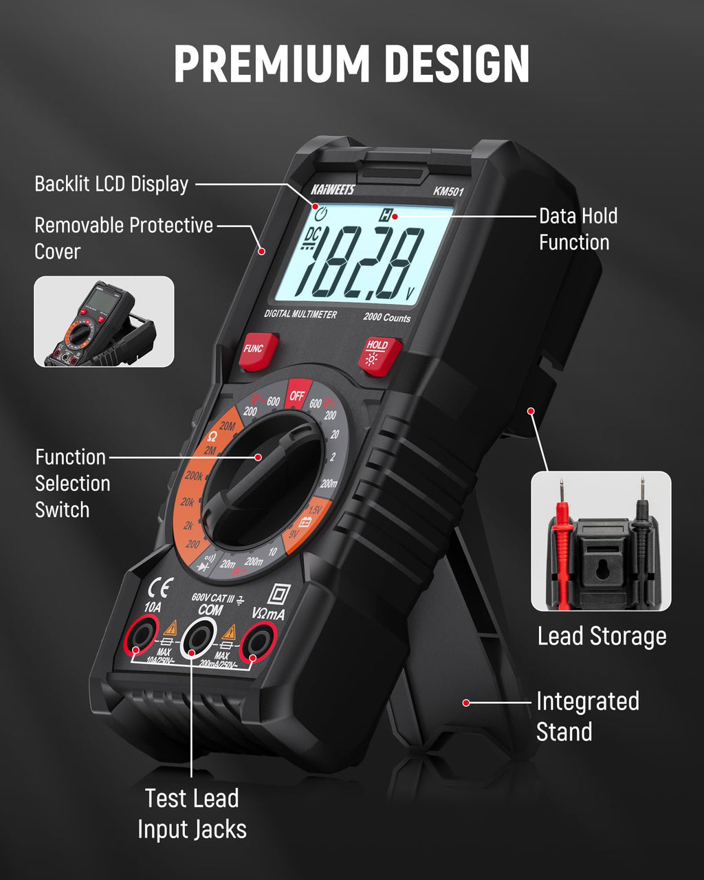 Digital Multimeter Non-Contact Voltage Tester GFCI Outlet Tester Kit R61280