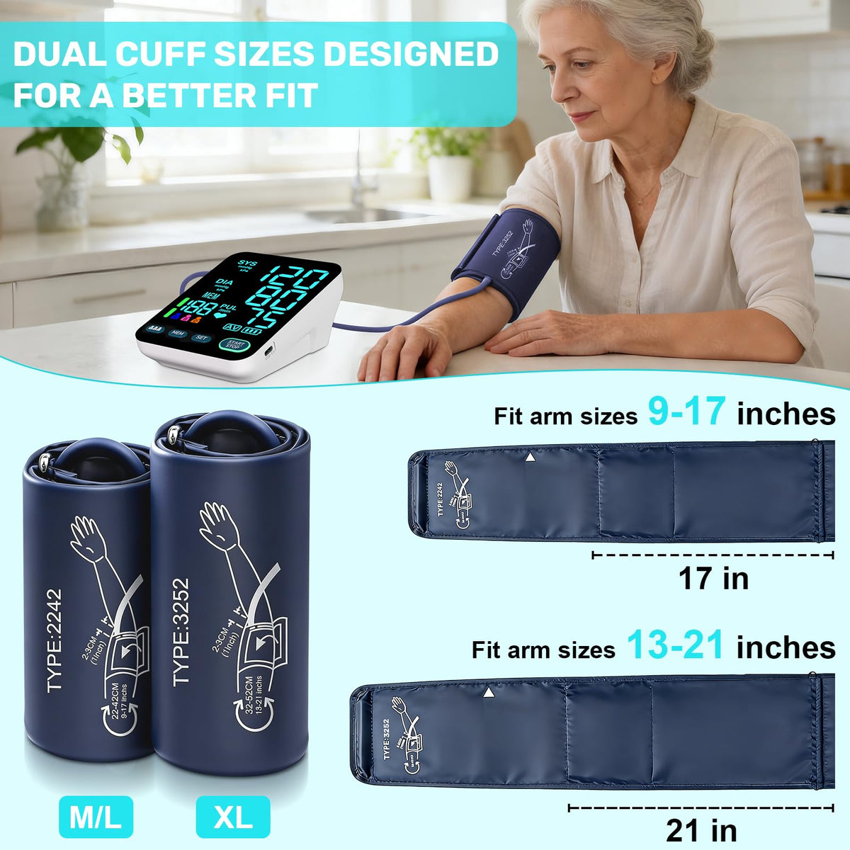 Upper Arm Blood Pressure Monitor with 2 Cuffs Z730789