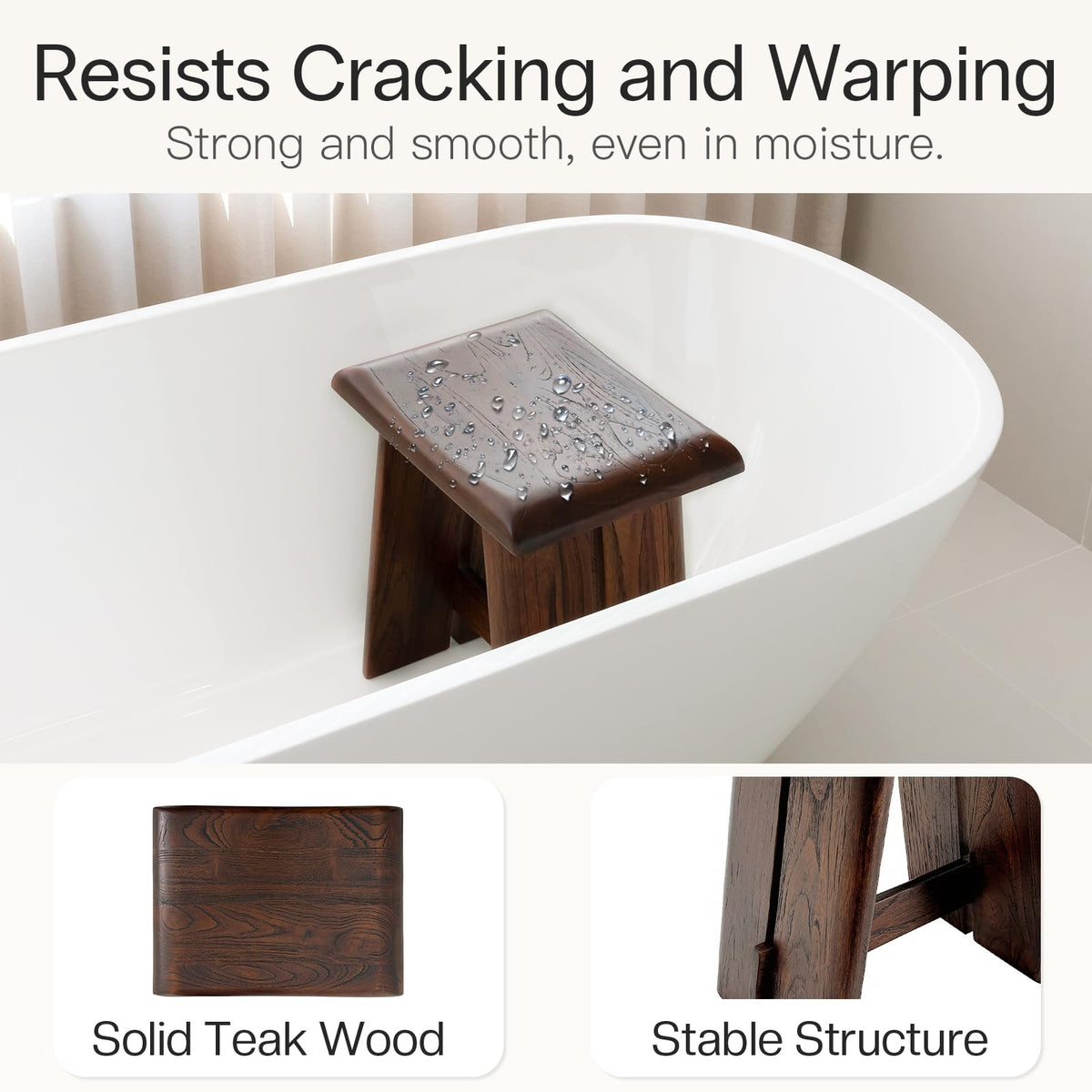 Teak 18-Inch Curved Wooden Shower Seat C8301