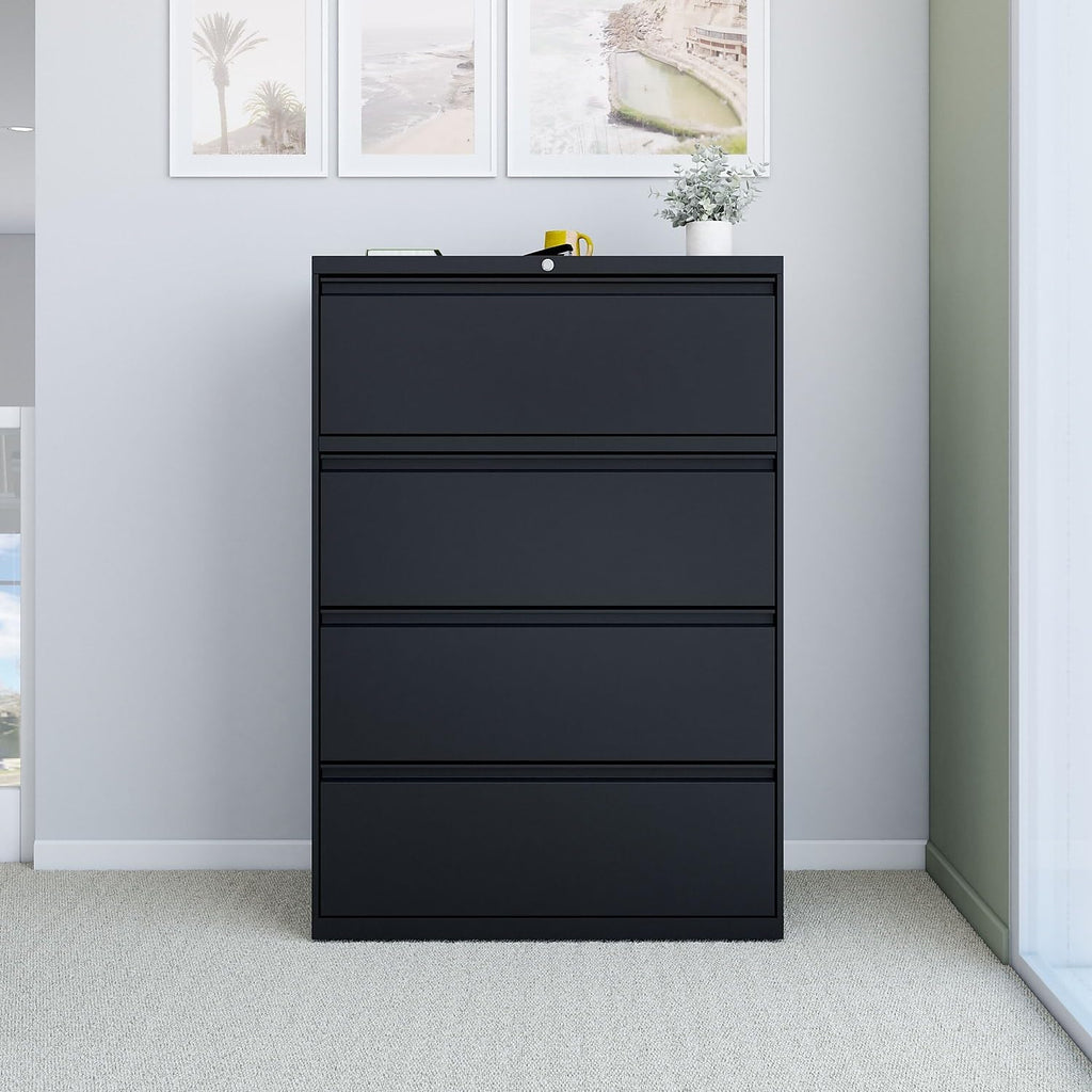4 Drawer Black Lateral File Cabinet G8805