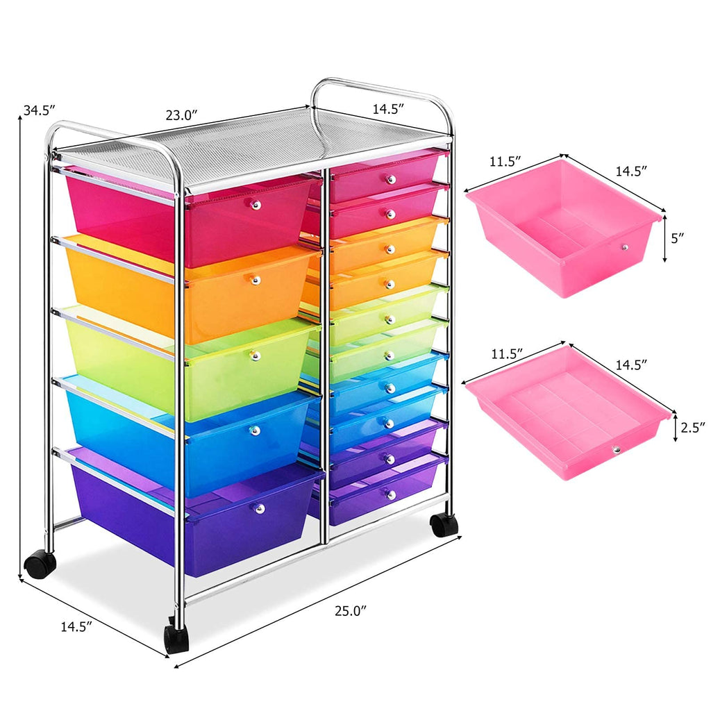 15 Drawer Rolling Storage Cart with Wheels B99954