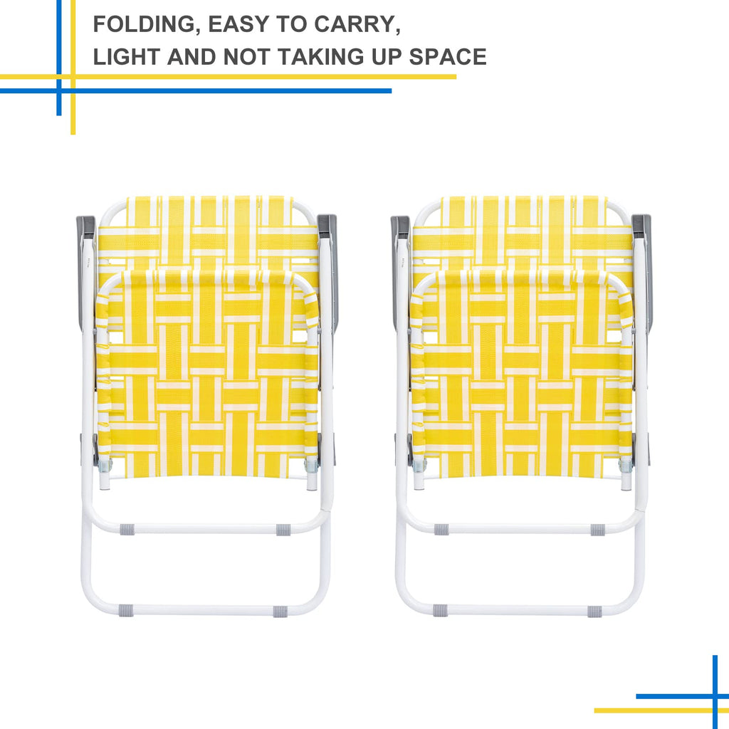 Yellow Striped Webbed Lawn Chairs Set of 2 K95854
