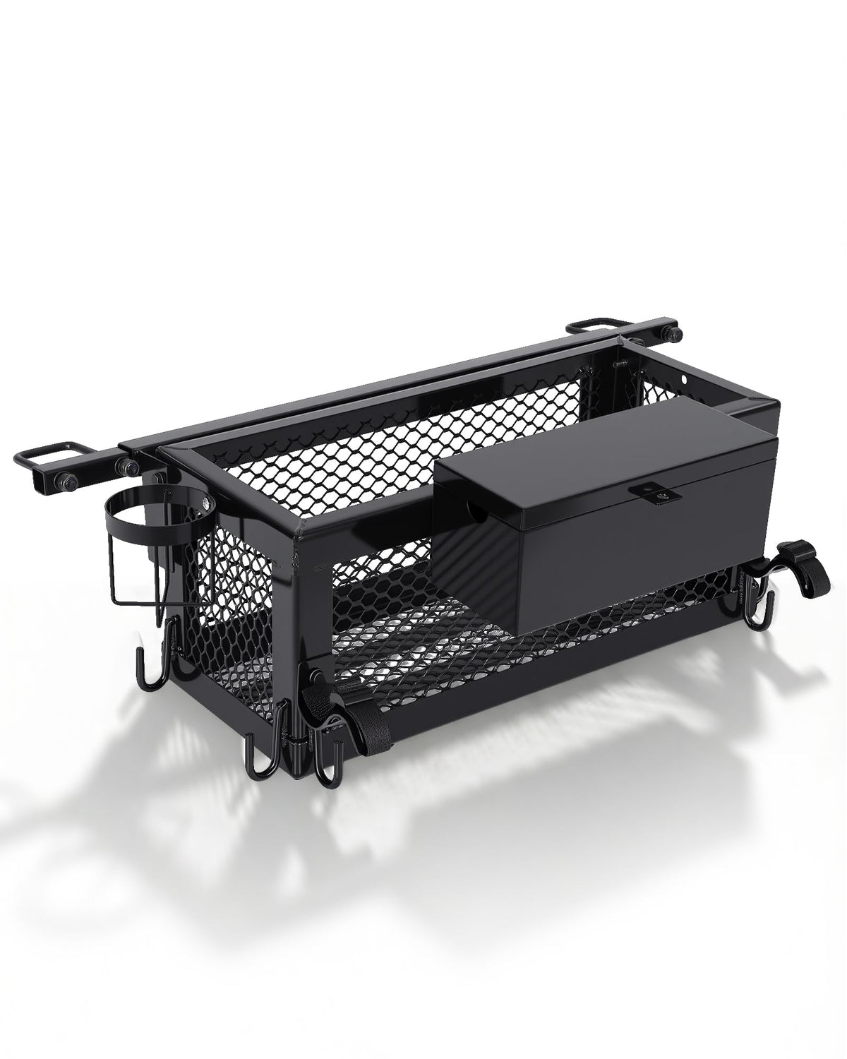 Heavy Duty Steel Tractor Tool Box Basket 24x10x10in Powder Coated Black G851