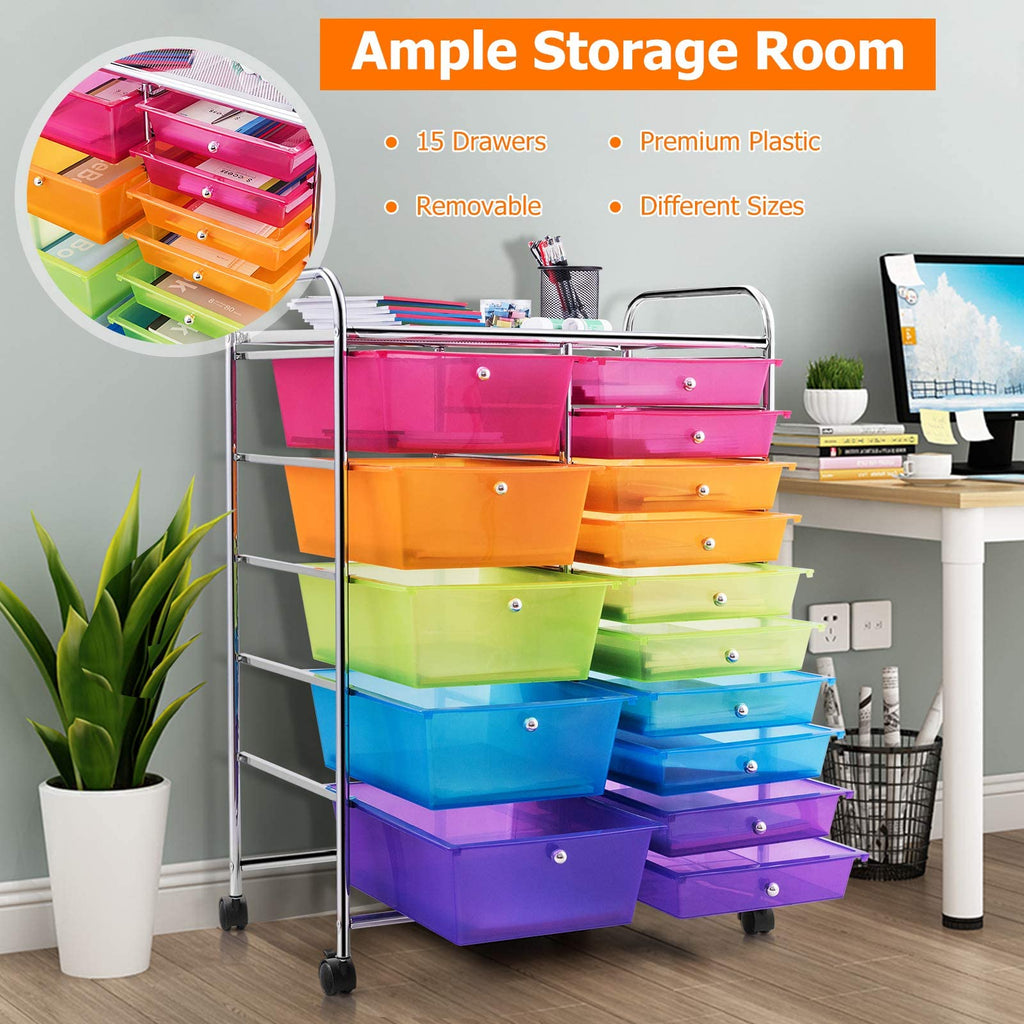 15 Drawer Rolling Storage Cart with Wheels B99954