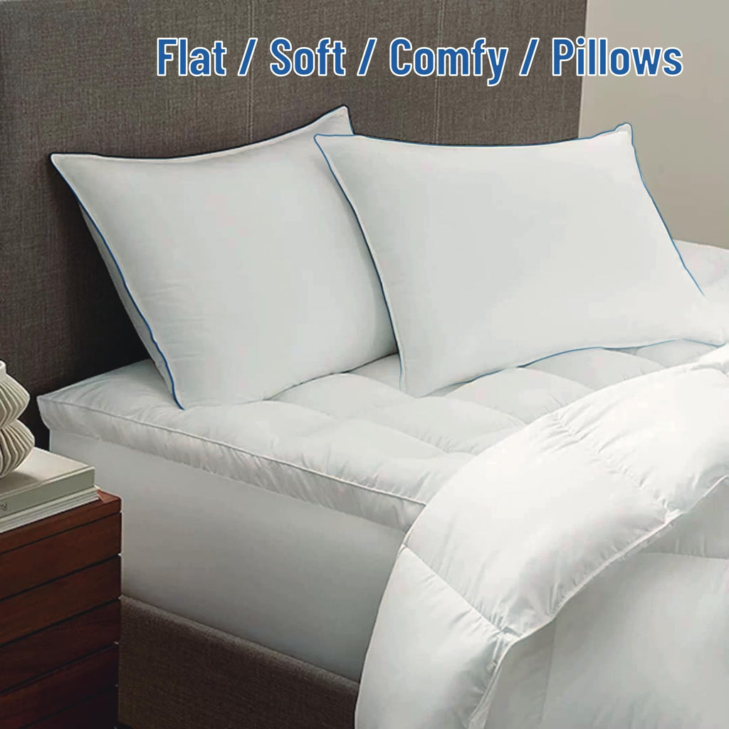 Soft Thin Standard Size Pillows Set of 2 with Down Alternative Fill White D232